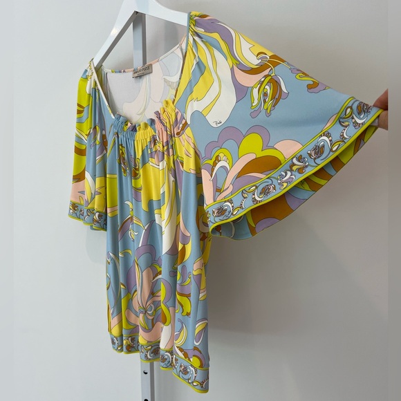 EMILIO PUCCI BLUE MULTI TOP STYLE 81JM16 SIZE IT 44 / US 10 - Picture 6 of 15